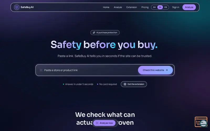 Screenshot of SafeBuy AI — Safety before you buy