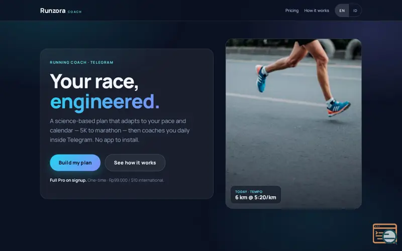 Screenshot of Runzora — Your Race, Engineered
