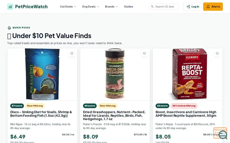 Screenshot of PetPriceWatch