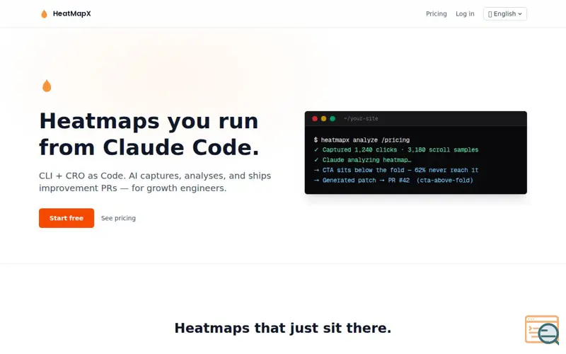 Screenshot of HeatMapX — Heatmaps from Claude Code