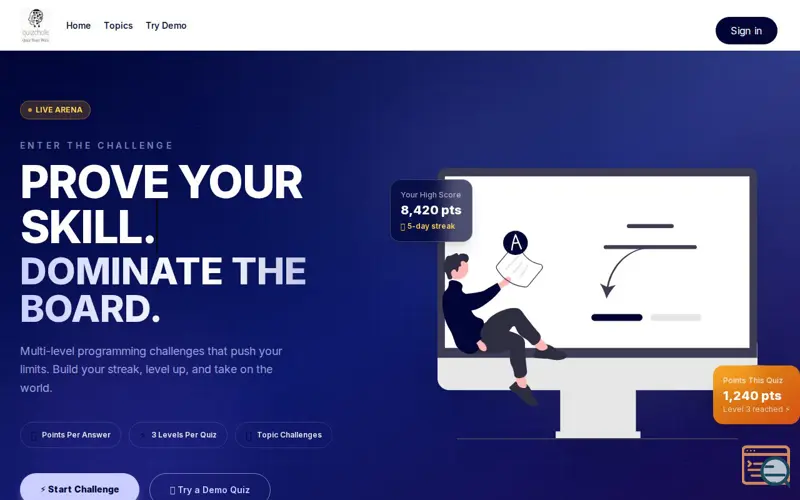 Screenshot of Quizchole — Gamified Quizzes