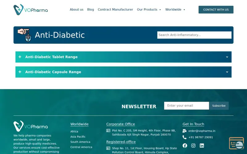 Screenshot of VO Pharma