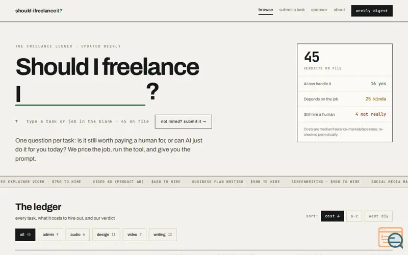 Screenshot of Should I Freelance It?