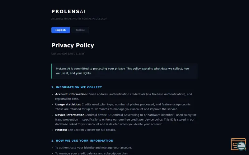 Screenshot of ProLens AI