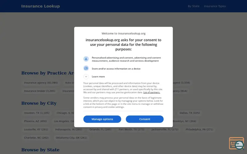 Screenshot of Insurance Lookup