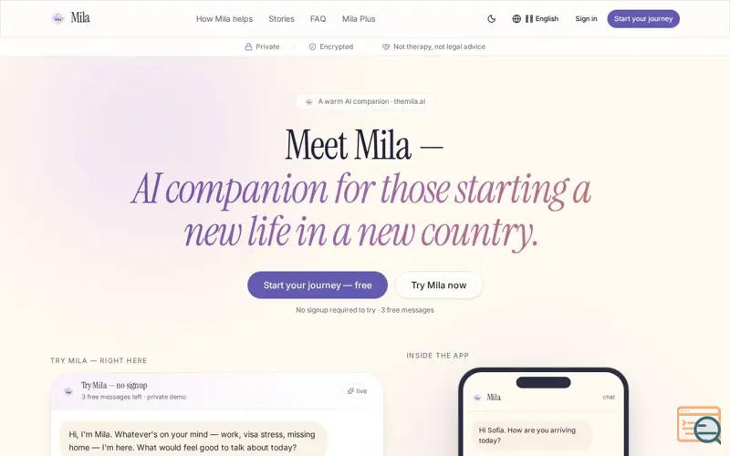 Screenshot of Mila AI Companion