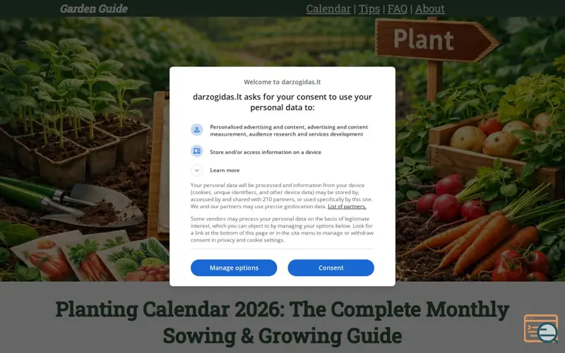Screenshot of Planting Calendar (Zones 5-7)