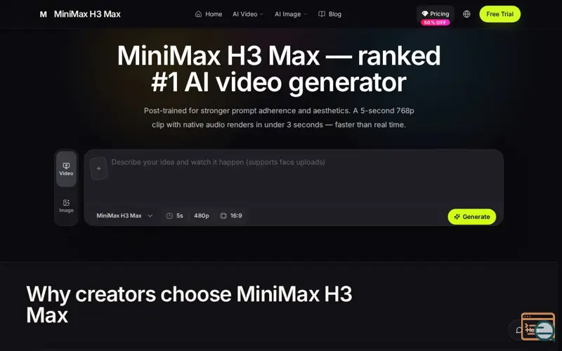 Screenshot of MiniMax H3 Max
