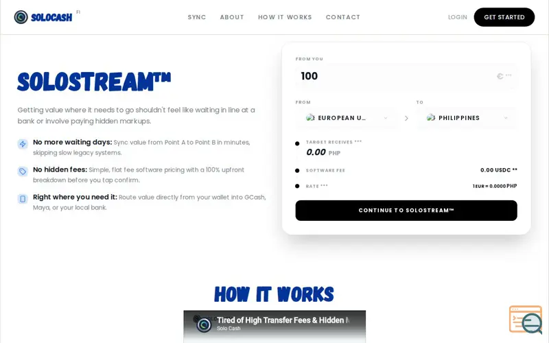 Screenshot of Solocash