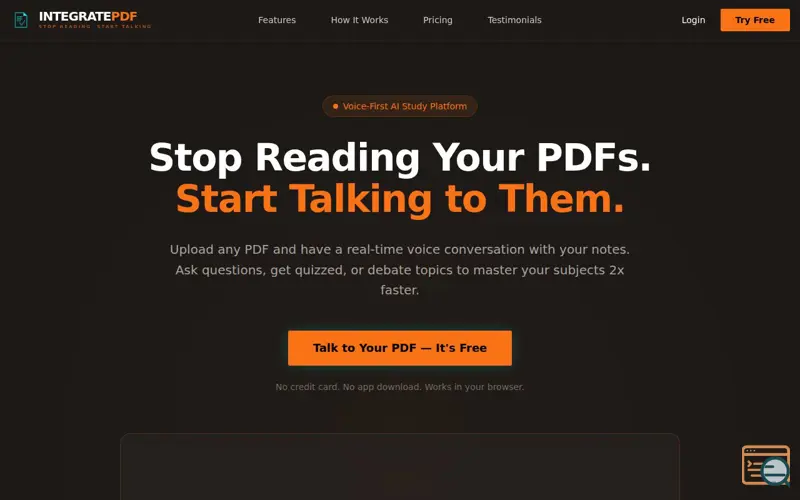 Screenshot of IntegratePDF