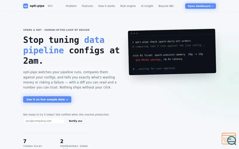 Screenshot of Opti-pipe