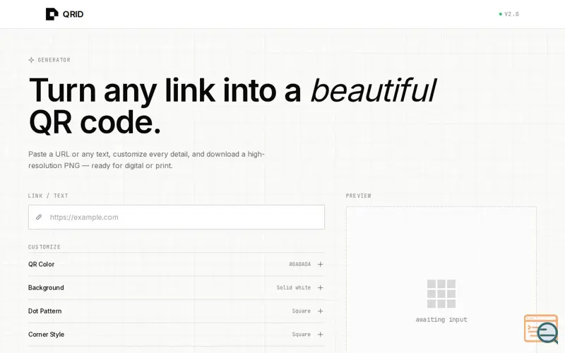 Screenshot of QRID