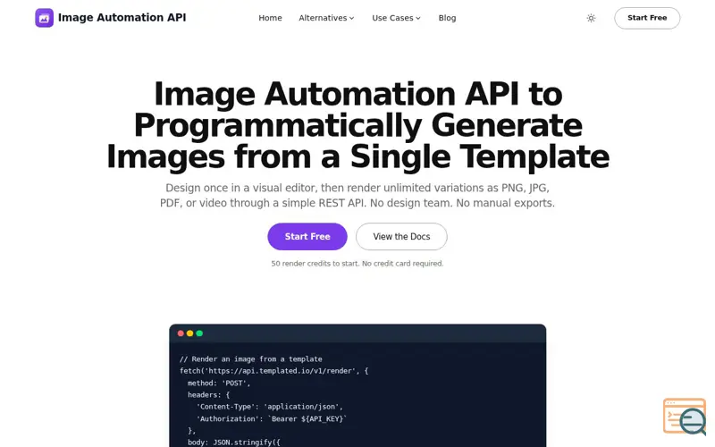 Screenshot of Image Automation API