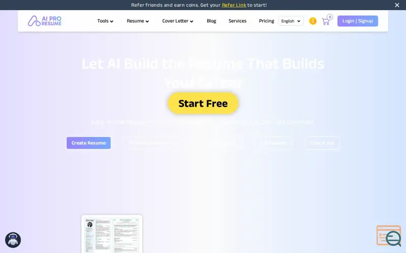 Screenshot of AI Pro Resume