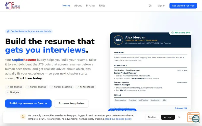 Screenshot of CopilotResume