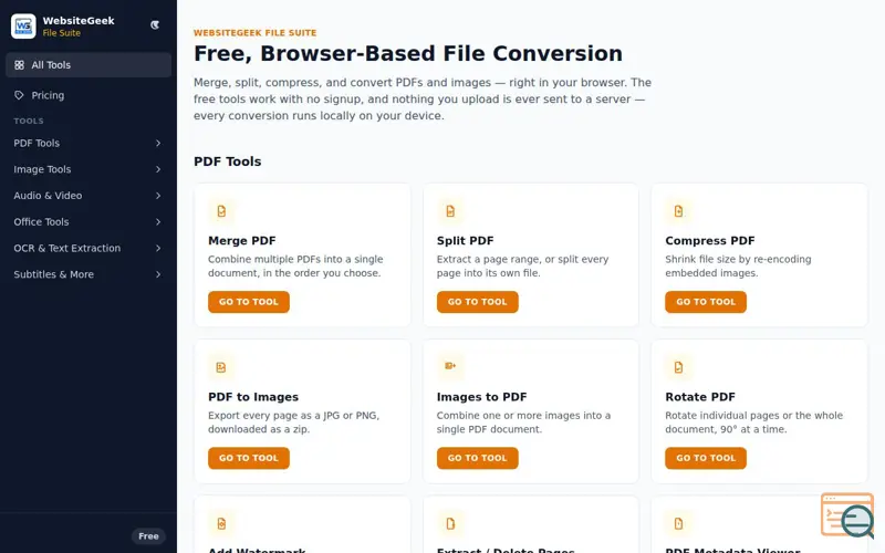 Screenshot of WebsiteGeek File Suite