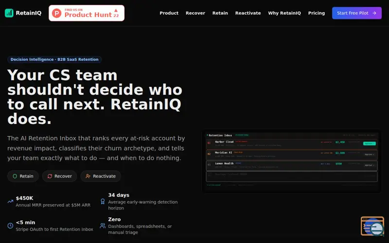 Screenshot of RetainIq
