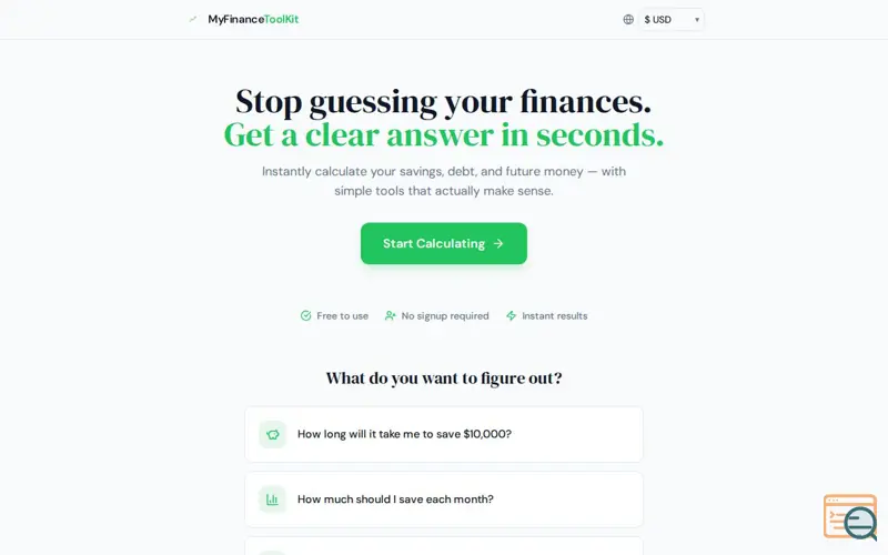 Screenshot of MyFinanceToolKit