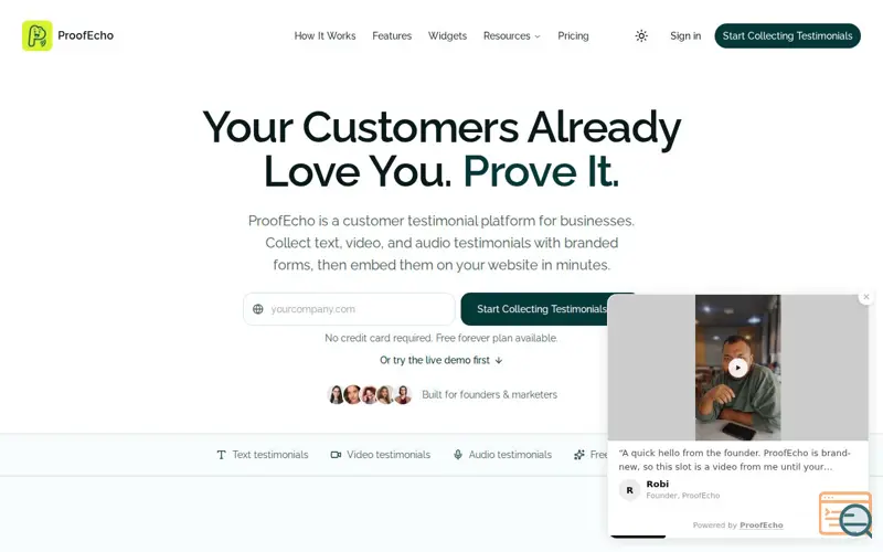 Screenshot of ProofEcho