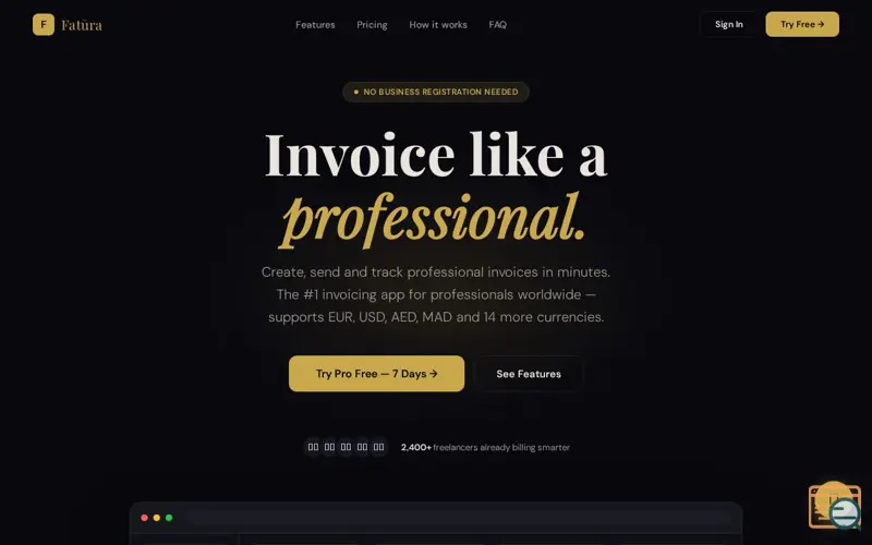 Screenshot of Fatūra Pro — Professional Invoicing