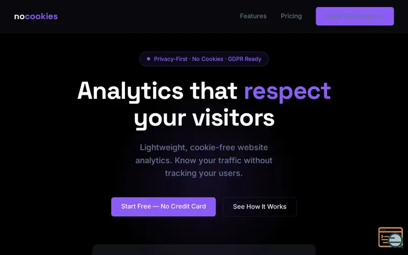 Screenshot of NoCookies Analytics