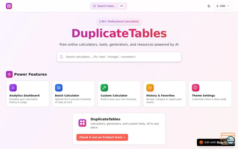 Screenshot of DuplicateTables