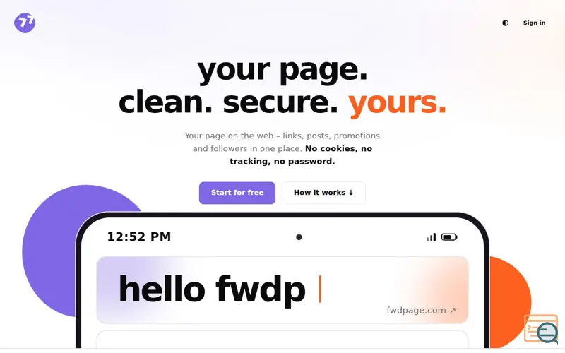 Screenshot of Fwdpage