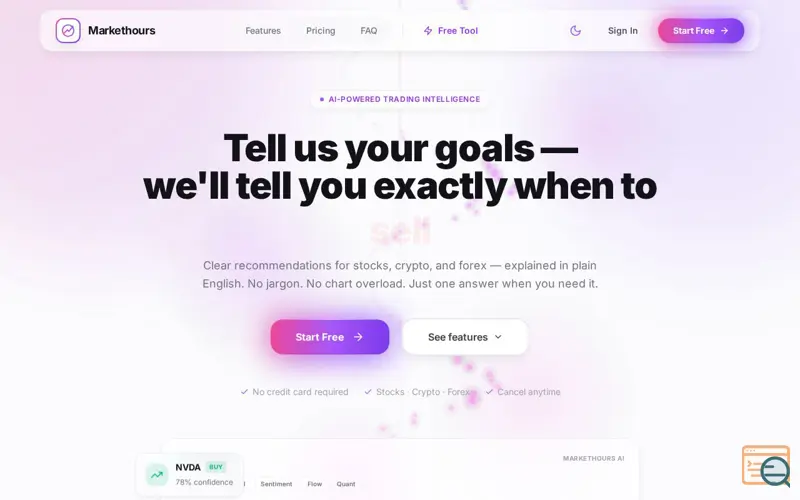 Screenshot of Markethours