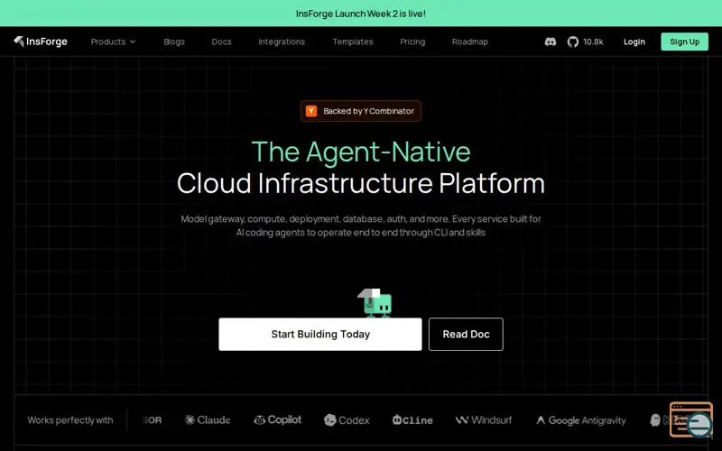 Screenshot of InsForge Backend Branching, a launch using UpSellit