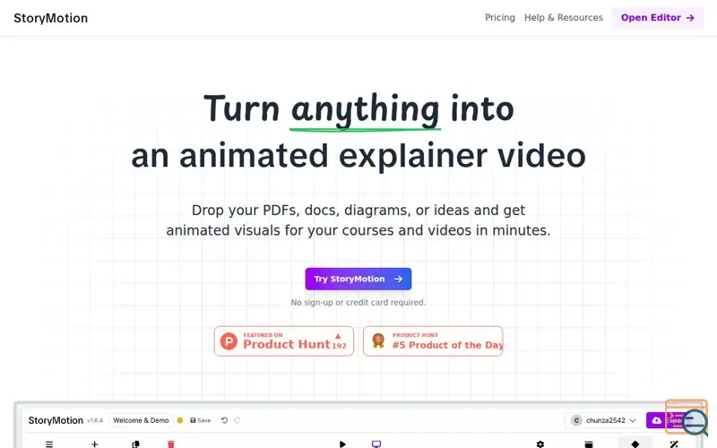 Screenshot of StoryMotion