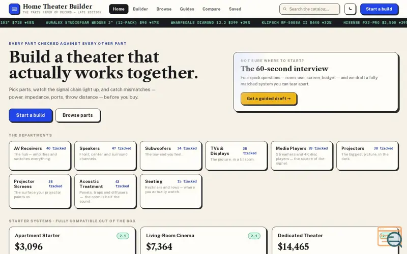 Screenshot of Home Theater Builder, a launch using HSTS