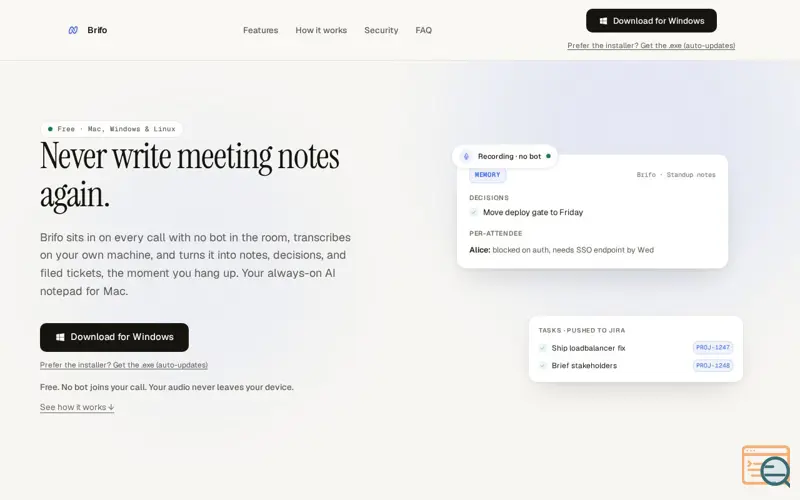 Screenshot of Brifo