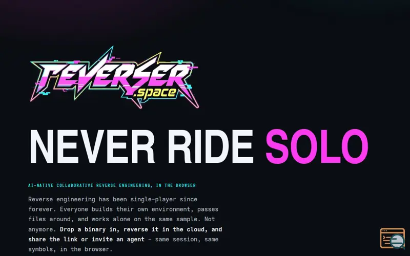 Screenshot of reverser.space - Never Ride Solo