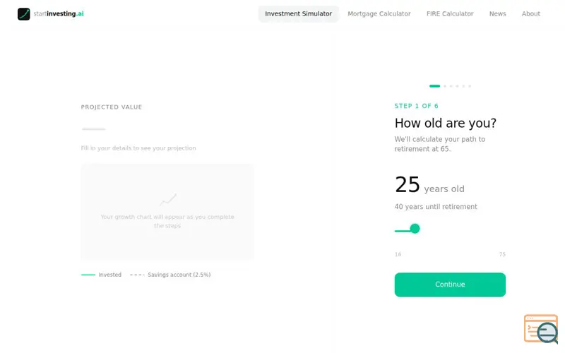 Screenshot of startinvesting.ai