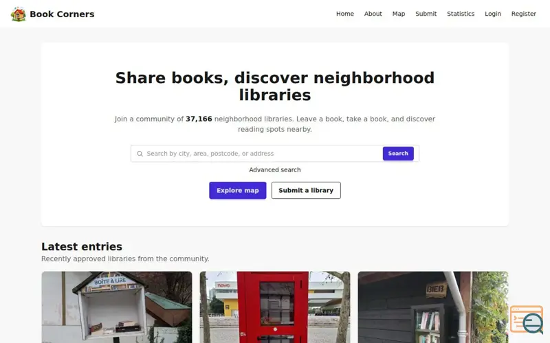 Screenshot of Book Corners