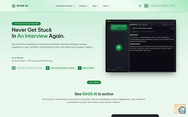 Screenshot of AI Interview Assistant - GirGit AI