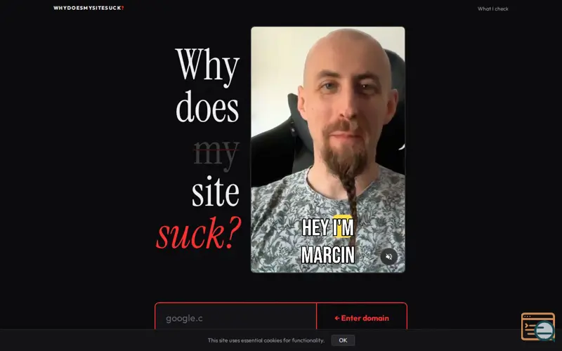 Screenshot of WhyDoesMySiteSuck
