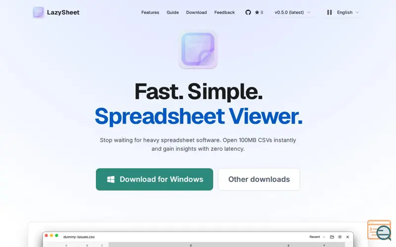 Screenshot of LazySheet