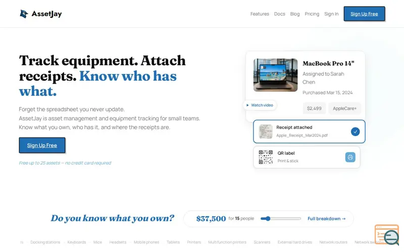 Screenshot of AssetJay, a launch using Heap
