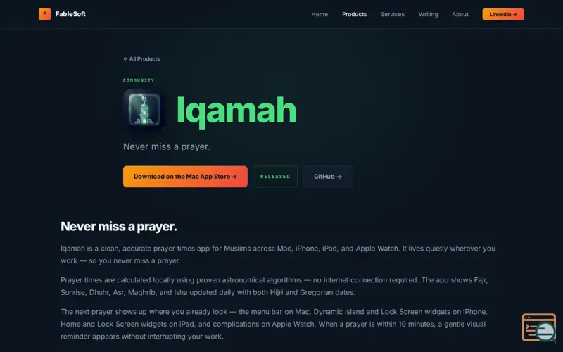 Screenshot of Iqamah
