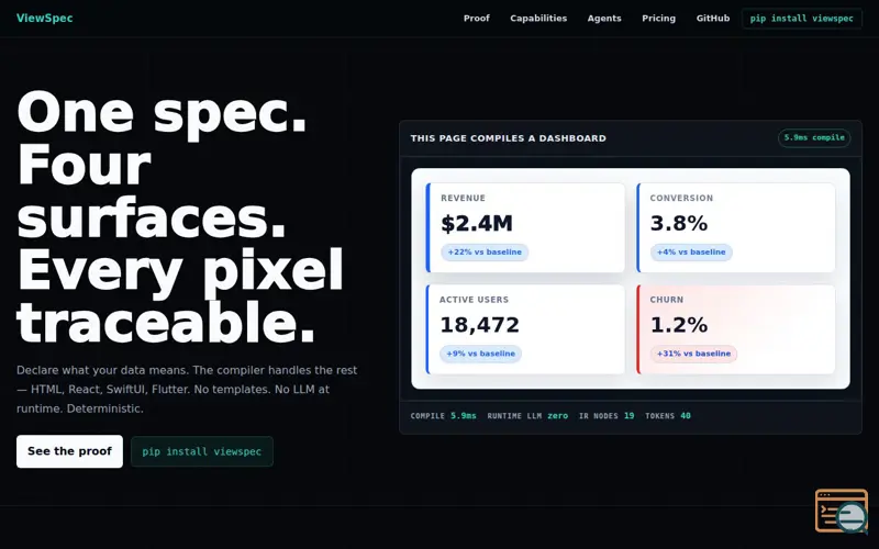 Screenshot of ViewSpec