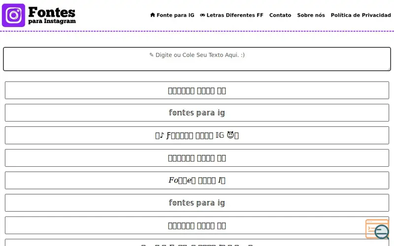 Screenshot of Fonte para Instagram