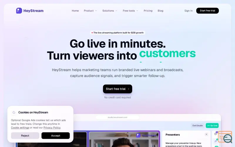 Screenshot of HeyStream, a launch using Piqo