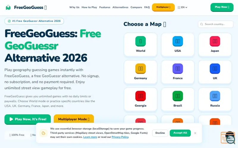 Screenshot of FreeGeoGuess