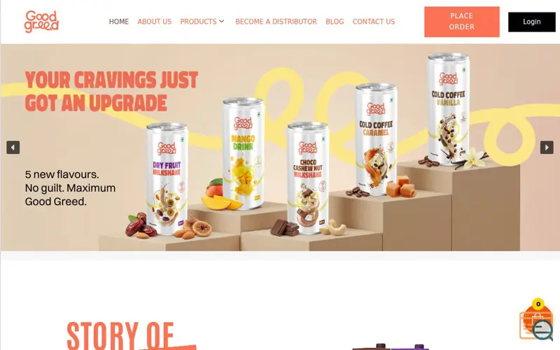 Screenshot of GOODGREED, a launch using ElementsKit
