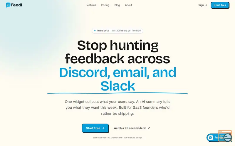 Screenshot of Feedi - User feedback for SaaS founders