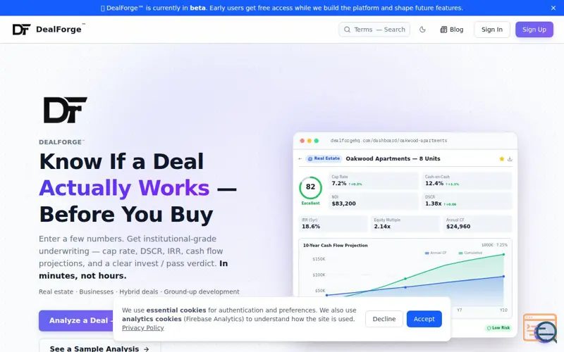 Screenshot of DealForge, a launch using FRED (St. Louis Fed)