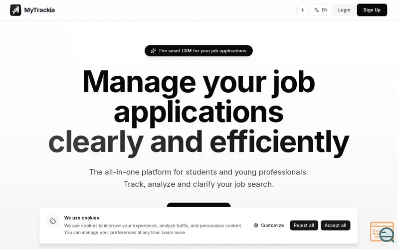 Screenshot of MyTrackia