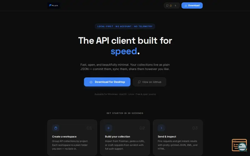 Screenshot of Flux — Local