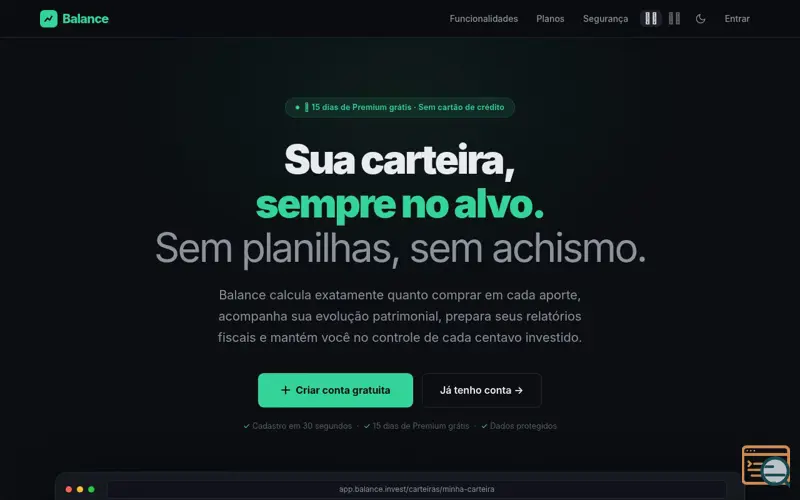 Screenshot of Balance — Gestão de Investimentos Inteligente
